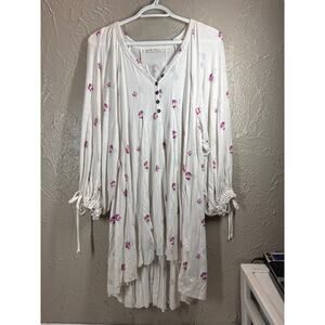 Free People‎ Winter Sun Printed Tunic Mini Dress Women Oversized Boho Size XS